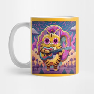 donut loving cat playing guitar Mug